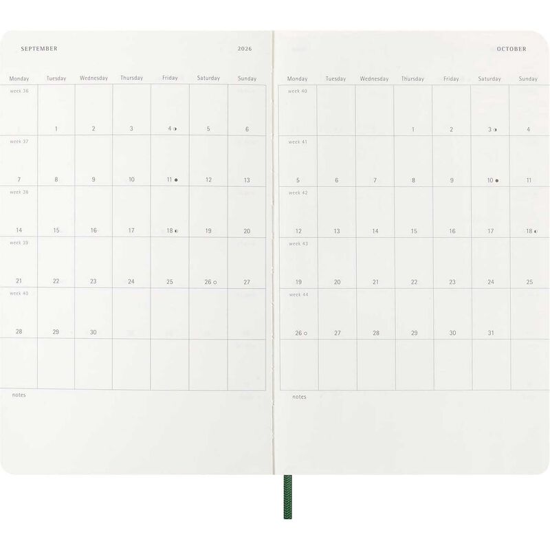 Moleskine Diary 12 Month Weekly + Notes SC Large Myrtle Green 2026 image number 2